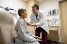 Dr. Powers with simulated patient, UI Health Care