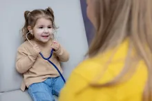 Family medicine physician Brigit Ray, MD, with pediatric patient at UI Health Care Family Medicine practice at Iowa City, 2751 Northgate Drive on Tuesday, Dec. 9, 2025. All simulated patients. 