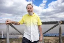 Heath Cooper, Ventricular Tachycardia patient, photographed along the Mississippi River.