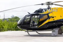 Helicopter on landing pad in Davenport