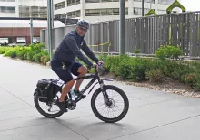 Christopher Wise riding his bike