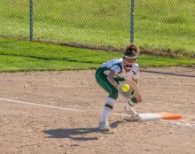 Livia Williams catches a softball