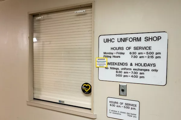 Uniform Shop Window at UI Hospitals & Clinics