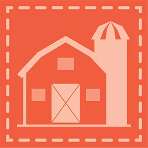 Lower Level 2 graphical icon of a barn