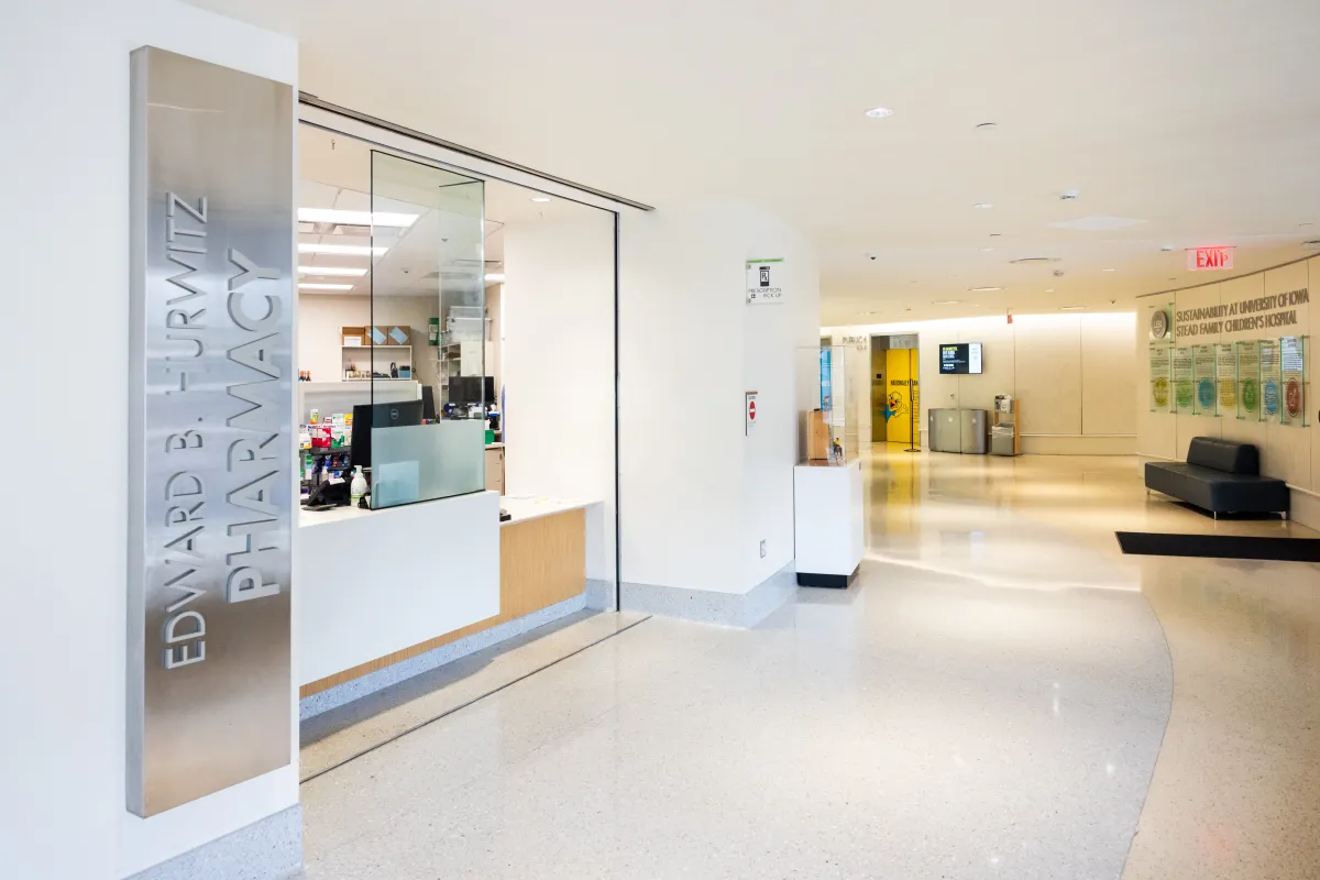 Pharmacy check-in at Stead Family Children's Hospital