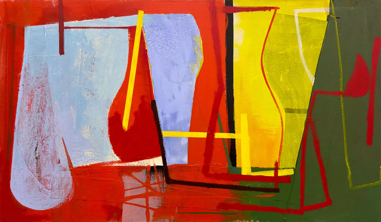 Jim Shrosbree, Red Cross, 2023, acrylic paint on canvas, 40.5" x 53.75"