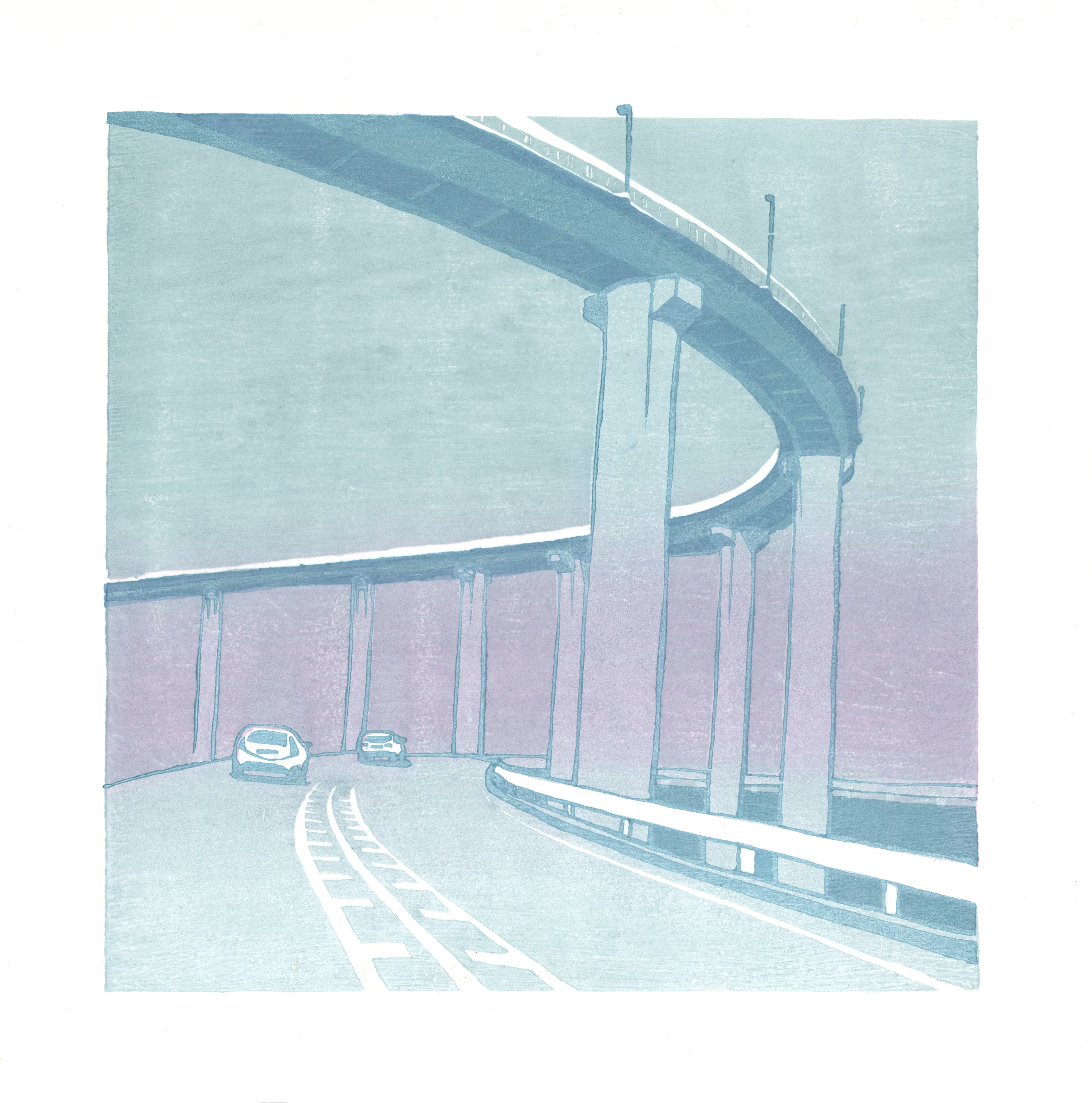 Raluca Iancu, Overpasses 5.01 (Itoshima), 2023, mokuhanga print