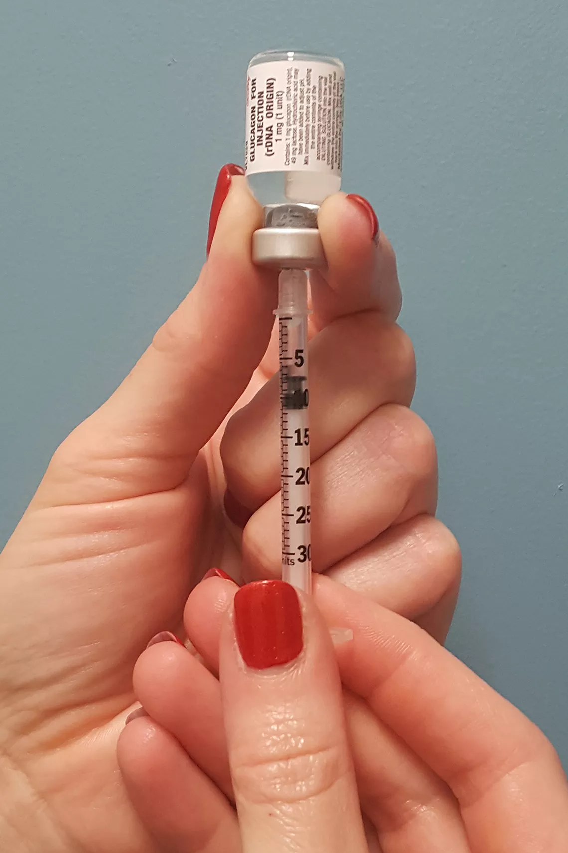 glucagon with insulin syringe, photo