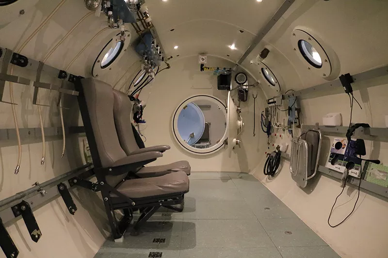 Interior of the UI Hospitals &amp; Clinics hyperbaric chamber