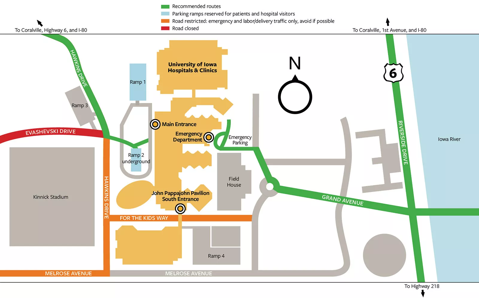 Gameday parking routes map