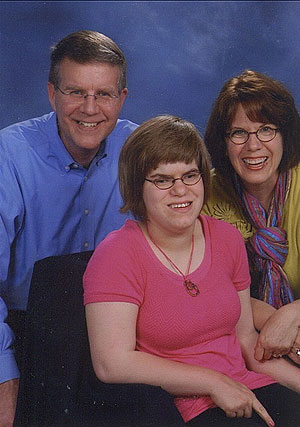 Hope with her parents Dan and Karen