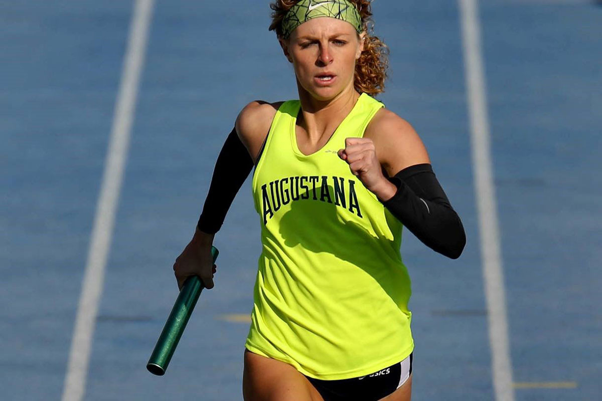 Kate Benge running in a race at Augustana College