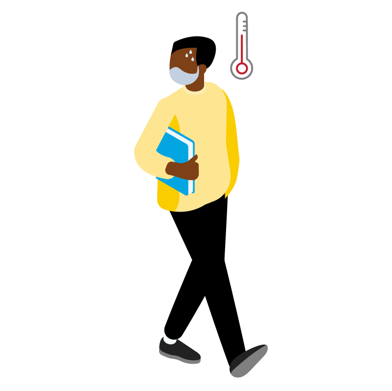 Illustration of a person and a thermometer