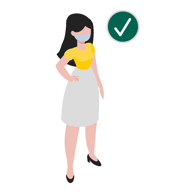 Illustration of a woman who is fully vaccinated.